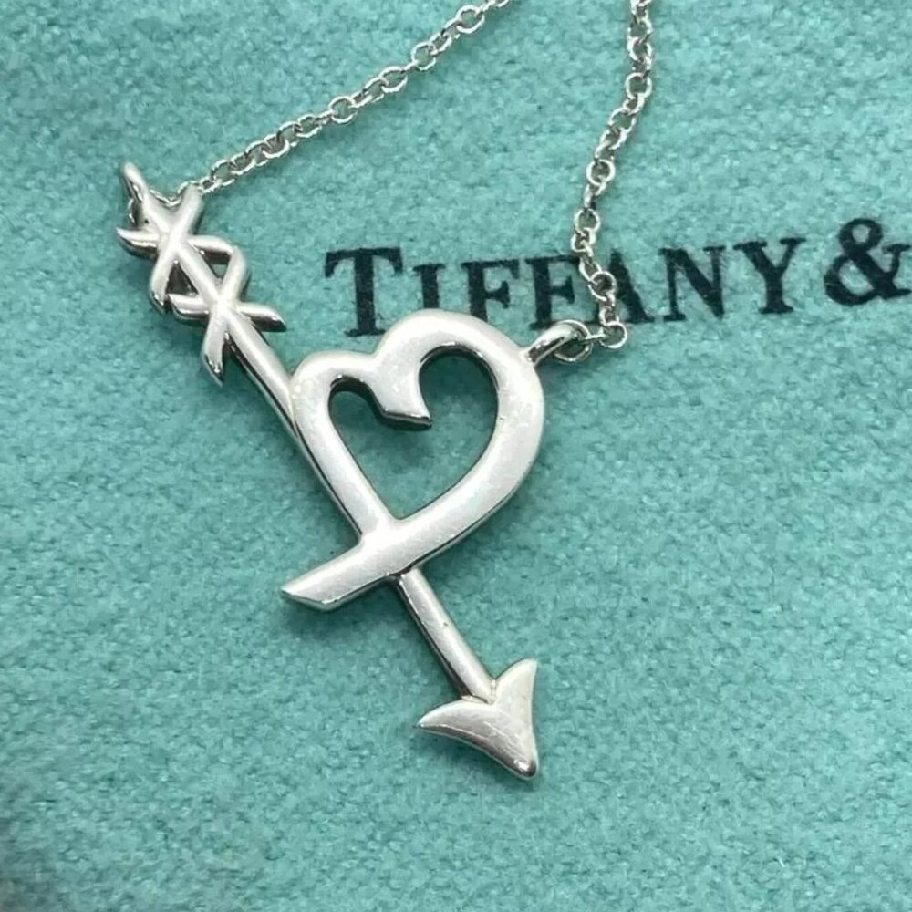Mint Tiffany & Co. Paloma Picasso Sterling Silver Loving Heart Arrow Necklace